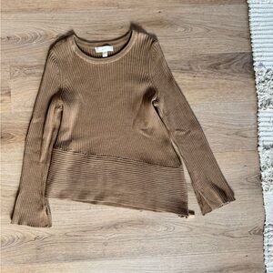 Women's Tan Ribbed Knit Sweater